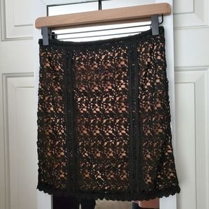 Kendall & Kylie Black/nude crochet lace skirt